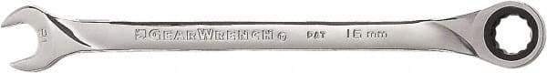 GearWrench - 16mm 12 Point Combination Wrench - 10.24" OAL, Steel, Full Polish Finish - Top Tool & Supply