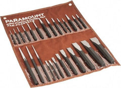 Paramount - 26 Piece Punch & Chisel Set - 1/4 to 1-3/16" Chisel, 3/8 to 1/4" Punch, Hexagon Shank - Top Tool & Supply