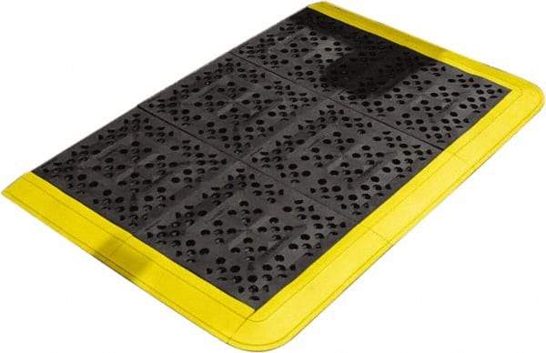 Wearwell - Dry/Wet Environment, Anti-Fatigue Matting - Black & Yellow, Vinyl with Vinyl Base, Beveled - Top Tool & Supply