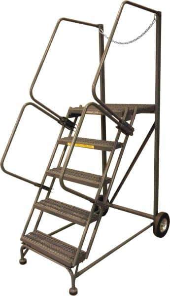 Ballymore - 80" 5 Step Rolling Warehouse Ladder - Truck & Dock Access, 450 Lb Capacity, 50" Platform Height, 32" Base Width x 53" Base Depth, Serrated - Top Tool & Supply