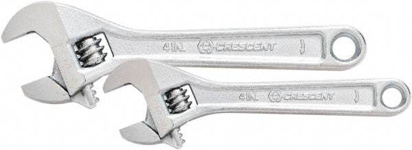 Crescent - 2 Piece, 8" to 10", Adjustable Wrench Set - Inch Measurement Standard, Chrome Finish - Top Tool & Supply