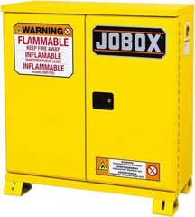 Jobox - 2 Door, 1 Shelf, Yellow Steel Standard Safety Cabinet for Flammable and Combustible Liquids - 49" High x 46-3/32" Wide x 19-5/8" Deep, Manual Closing Door, 30 Gal Capacity - Top Tool & Supply