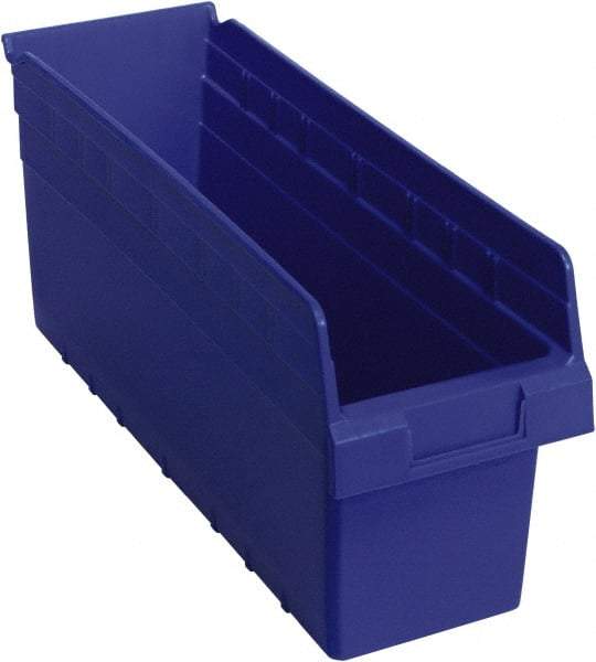 Quantum Storage - 17-7/8" Deep, Blue Polypropylene Hopper Shelf Bin - 8" High x 6-5/8" Wide x 17-7/8" Long - Top Tool & Supply