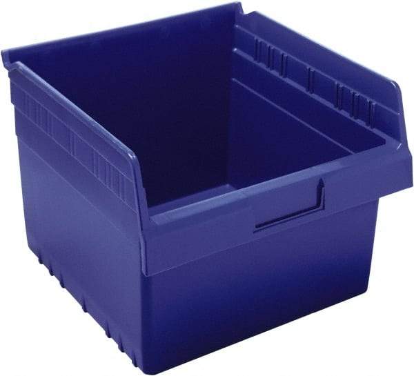 Quantum Storage - 11-5/8" Deep, Blue Polypropylene Hopper Shelf Bin - 8" High x 11-1/8" Wide x 11-5/8" Long - Top Tool & Supply