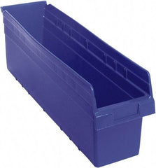 Quantum Storage - 23-5/8" Deep, Blue Polypropylene Hopper Shelf Bin - 8" High x 6-5/8" Wide x 23-5/8" Long - Top Tool & Supply