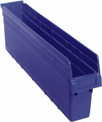 Quantum Storage - 23-5/8" Deep, Blue Polypropylene Hopper Shelf Bin - 8" High x 4-3/8" Wide x 23-5/8" Long - Top Tool & Supply