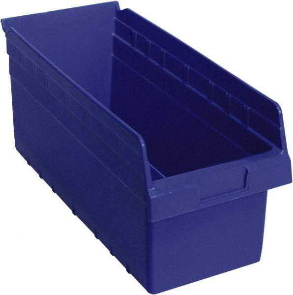 Quantum Storage - 17-7/8" Deep, Blue Polypropylene Hopper Shelf Bin - 8" High x 8-3/8" Wide x 17-7/8" Long - Top Tool & Supply