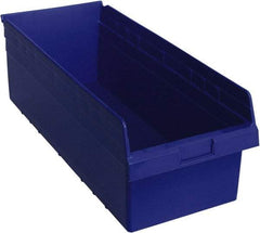 Quantum Storage - 23-5/8" Deep, Blue Polypropylene Hopper Shelf Bin - 8" High x 11-1/8" Wide x 23-5/8" Long - Top Tool & Supply