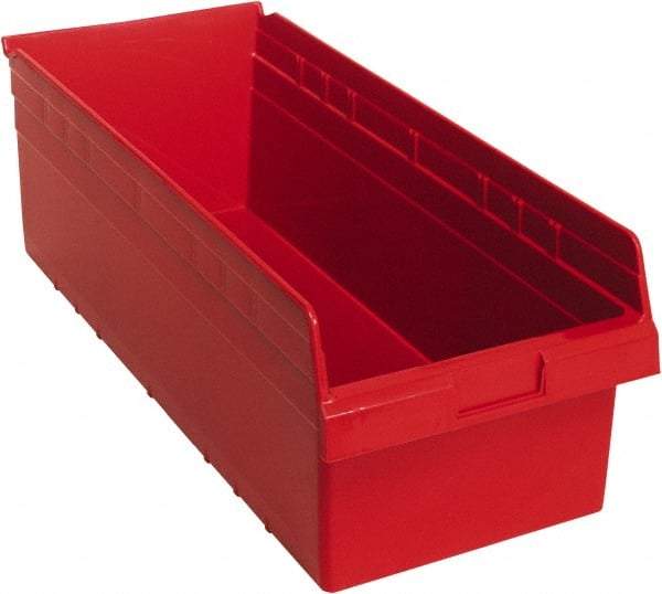 Quantum Storage - 23-5/8" Deep, Red Polypropylene Hopper Shelf Bin - 8" High x 11-1/8" Wide x 23-5/8" Long - Top Tool & Supply