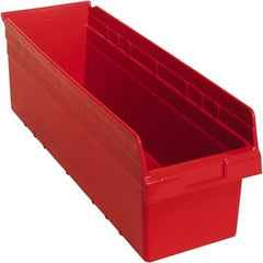 Quantum Storage - 23-5/8" Deep, Red Polypropylene Hopper Shelf Bin - 8" High x 8-3/8" Wide x 23-5/8" Long - Top Tool & Supply