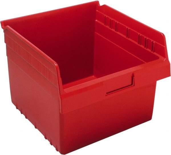 Quantum Storage - 11-5/8" Deep, Red Polypropylene Hopper Shelf Bin - 8" High x 11-1/8" Wide x 11-5/8" Long - Top Tool & Supply