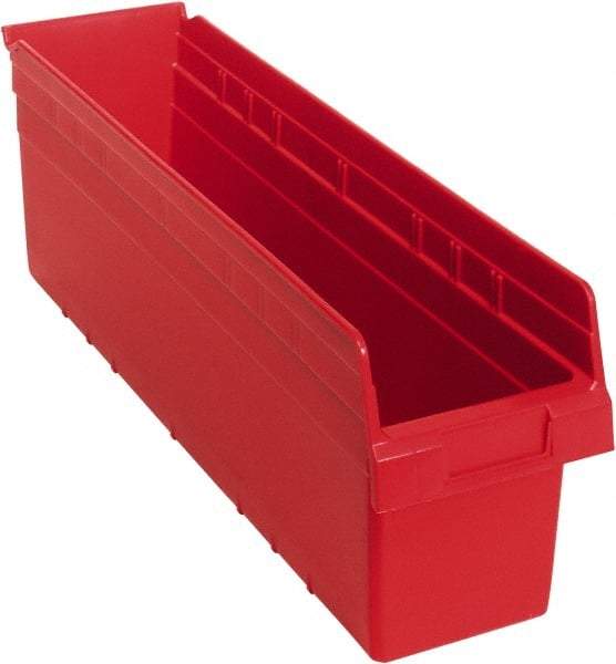 Quantum Storage - 23-5/8" Deep, Red Polypropylene Hopper Shelf Bin - 8" High x 6-5/8" Wide x 23-5/8" Long - Top Tool & Supply