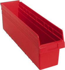 Quantum Storage - 23-5/8" Deep, Red Polypropylene Hopper Shelf Bin - 8" High x 6-5/8" Wide x 23-5/8" Long - Top Tool & Supply