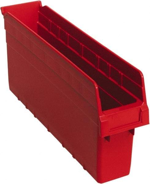 Quantum Storage - 17-7/8" Deep, Red Polypropylene Hopper Shelf Bin - 8" High x 4-3/8" Wide x 17-7/8" Long - Top Tool & Supply