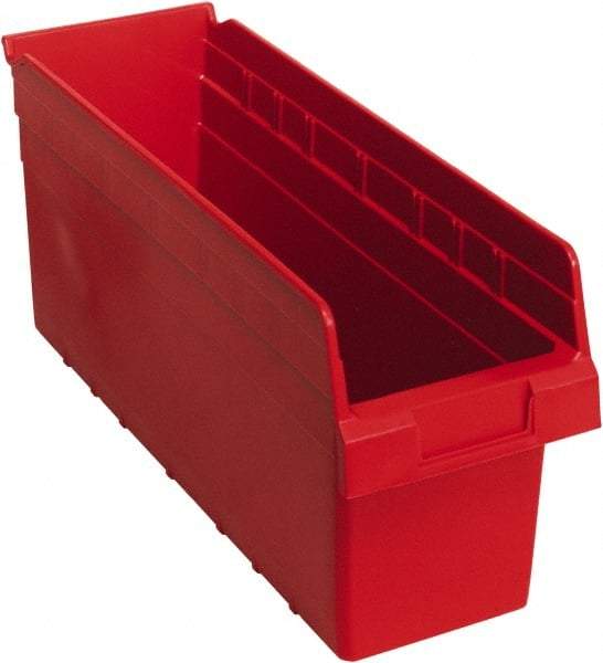 Quantum Storage - 17-7/8" Deep, Red Polypropylene Hopper Shelf Bin - 8" High x 6-5/8" Wide x 17-7/8" Long - Top Tool & Supply