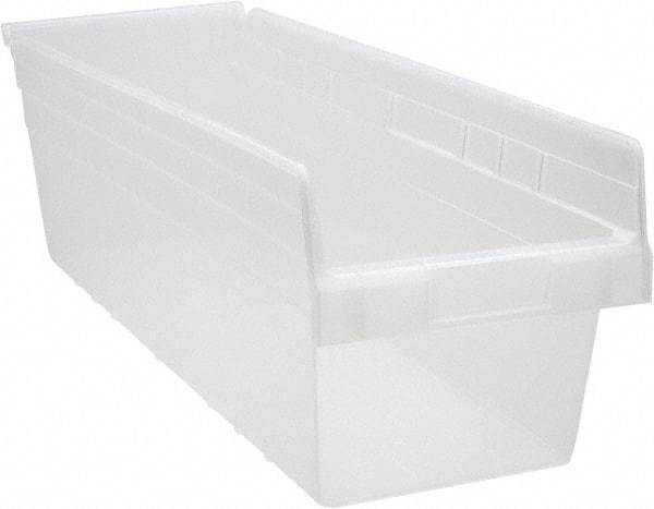 Quantum Storage - 23-5/8" Deep, Clear Polypropylene Hopper Shelf Bin - 8" High x 8-3/8" Wide x 23-5/8" Long - Top Tool & Supply