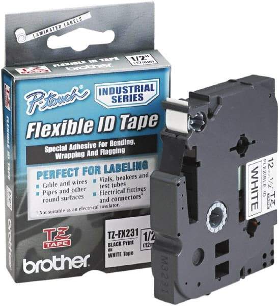 Brother - 1/2" Wide x 314.4" Long, White Plastic/Paper Tape Cassette - For Label Maker - Top Tool & Supply