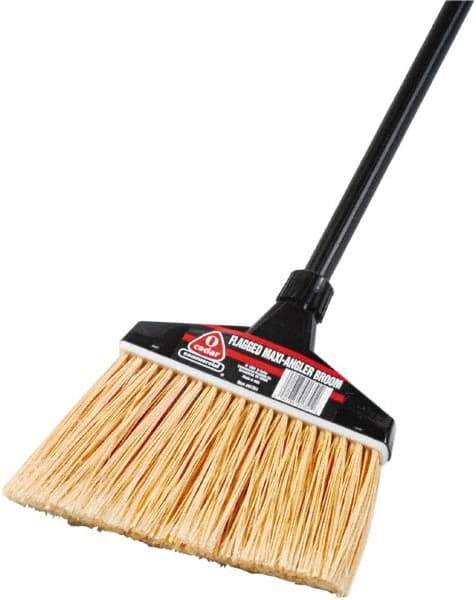 O-Cedar - 13" Wide, Synthetic Bristles, 51" Vinyl-Coated Metal Handle, Angled Broom - Flagged - Top Tool & Supply