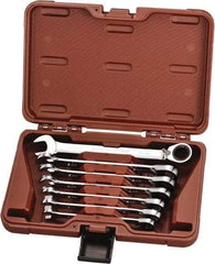 Paramount - 7 Piece, 10mm to 18mm, 12 Point Reversible Ratcheting Combination Wrench Set - Metric Measurement Standard, Full Polish Chrome Finish, Comes in Blow Molded Case - Top Tool & Supply