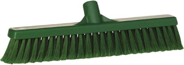 Vikan - 16" Fine Particle Synthetic Push Broom - 2" Bristle Length, Plastic Block, European Threaded Handle Connection - Top Tool & Supply