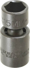 Proto - 3/8" Drive 15mm Standard Universal Impact Socket - 6 Points, 2-3/32" OAL - Top Tool & Supply