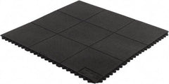 Wearwell - 3' Long x 3' Wide, Dry/Wet Environment, Anti-Fatigue Matting - Black, CFR Rubber with CFR Rubber Base, Straight - Top Tool & Supply