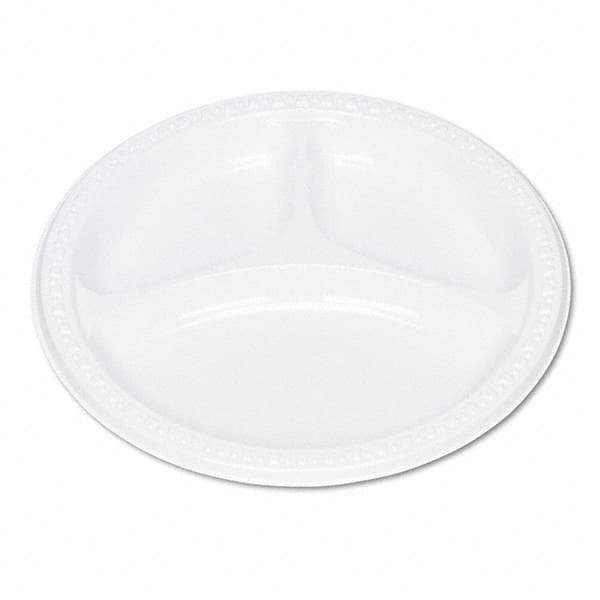 Tablemate Products - Plastic Dinnerware, Compartment Plates, 9" Diam, White, 125/Pack - Top Tool & Supply