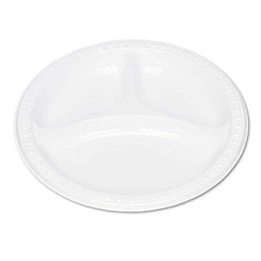 Tablemate Products - Plastic Dinnerware, Compartment Plates, 9" Diam, White, 125/Pack - Top Tool & Supply