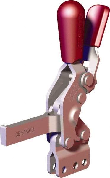 De-Sta-Co - 607 Lb Holding Capacity, Vertical Handle, Manual Hold Down Toggle Clamp - 66° Handle Movement, 75° Bar Opening, Solid Bar, Straight Base, Carbon Steel - Top Tool & Supply