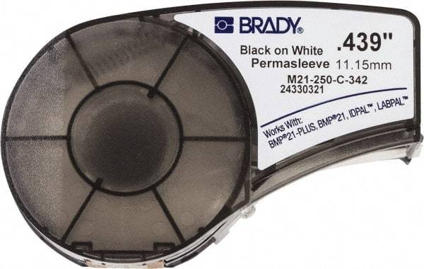 Brady - 0.439" Wide x 84" Long, White Heat Shrinkable Polyolefin Heat Shrink Tubing - For BMP21 Plus Portable Label Printer, IDPAL Handheld Label Maker - Top Tool & Supply