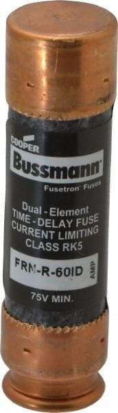 Cooper Bussmann - 125 VDC, 250 VAC, 60 Amp, Time Delay General Purpose Fuse - Fuse Holder Mount, 76.2mm OAL, 20 at DC, 200 (RMS) kA Rating, 20.6mm Diam - Top Tool & Supply