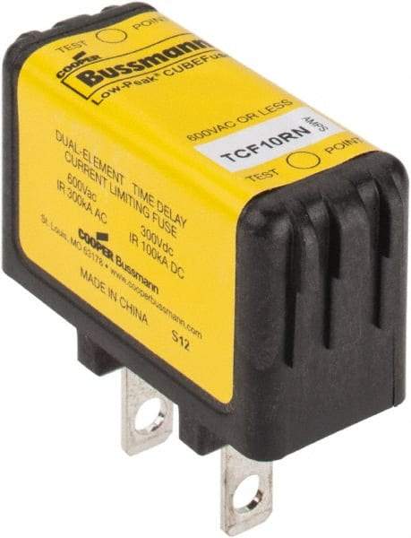 Cooper Bussmann - 300 VDC & 600 VAC, 10 Amp, Time Delay General Purpose Fuse - Plug-in Mount, 47.75mm OAL, 100 at DC, 200 (CSA RMS), 300 (UL RMS) kA Rating - Top Tool & Supply