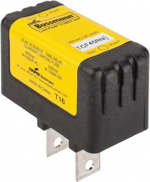 Cooper Bussmann - 300 VDC, 600 VAC, 45 Amp, Time Delay General Purpose Fuse - Plug-in Mount, 54.1mm OAL, 100 at DC, 200 (CSA RMS), 300 (UL RMS) kA Rating - Top Tool & Supply