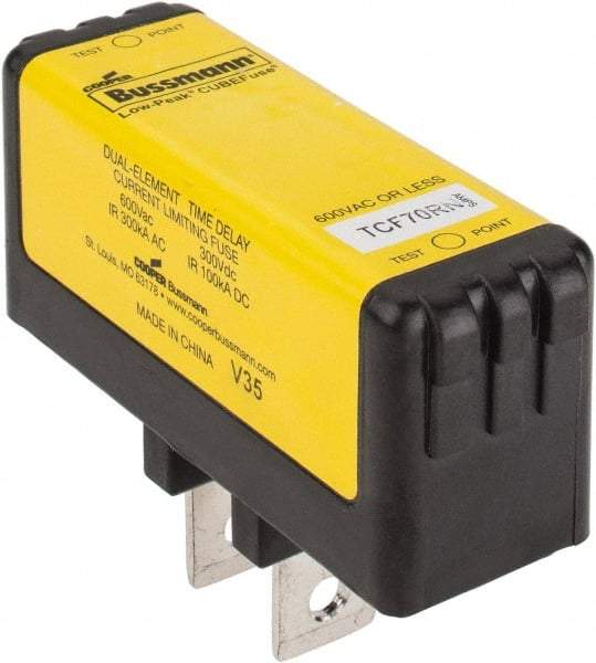 Cooper Bussmann - 300 VDC, 600 VAC, 70 Amp, Time Delay General Purpose Fuse - Plug-in Mount, 76.45mm OAL, 100 at DC, 200 (CSA RMS), 300 (UL RMS) kA Rating - Top Tool & Supply