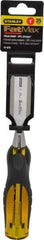 Stanley - 9" OAL x 1" Blade Width Wood Chisel - 1" Tip, Acetate & Rubber Grip Handle - Top Tool & Supply