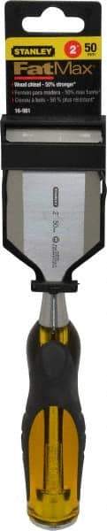 Stanley - 9" OAL x 2" Blade Width Wood Chisel - 2" Tip, Acetate & Rubber Grip Handle - Top Tool & Supply