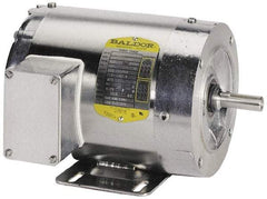 Baldor - 1 hp, TENV Enclosure, 1,725 RPM, 208-230/460 Volt, 60/50 Hz, Three Phase Energy Efficient Motor - Size 56C Frame, C-Face/Base Mount, 1 Speed, Ball Bearings, 1.60 Full Load Amps, F Class Insulation - Top Tool & Supply