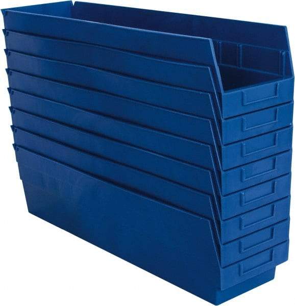 Quantum Storage - 50 Lb. Load Capacity, 23-5/8" Deep, Blue Polypropylene Hopper Shelf Bin - 6" High x 6-5/8" Wide x 23-5/8" Long - Top Tool & Supply