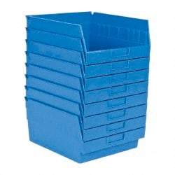 Quantum Storage - 50 Lb. Load Capacity, 11-5/8" Deep, Blue Polypropylene Hopper Shelf Bin - 6" High x 11-1/8" Wide x 11-5/8" Long - Top Tool & Supply