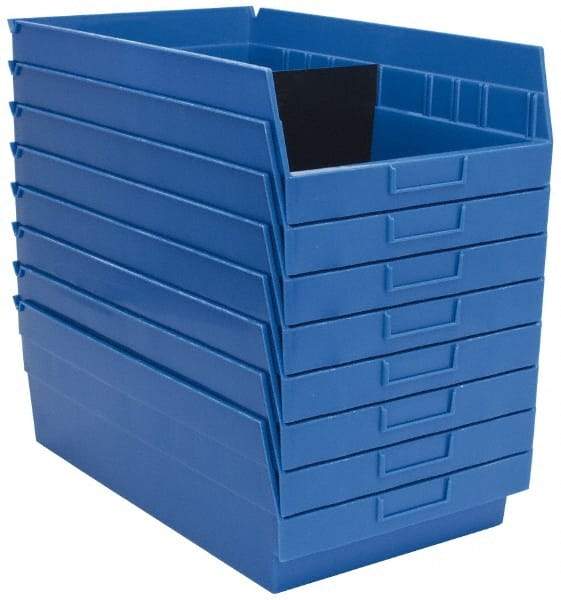 Quantum Storage - 50 Lb. Load Capacity, 17-7/8" Deep, Blue Polypropylene Hopper Shelf Bin - 6" High x 11-1/8" Wide x 17-7/8" Long - Top Tool & Supply