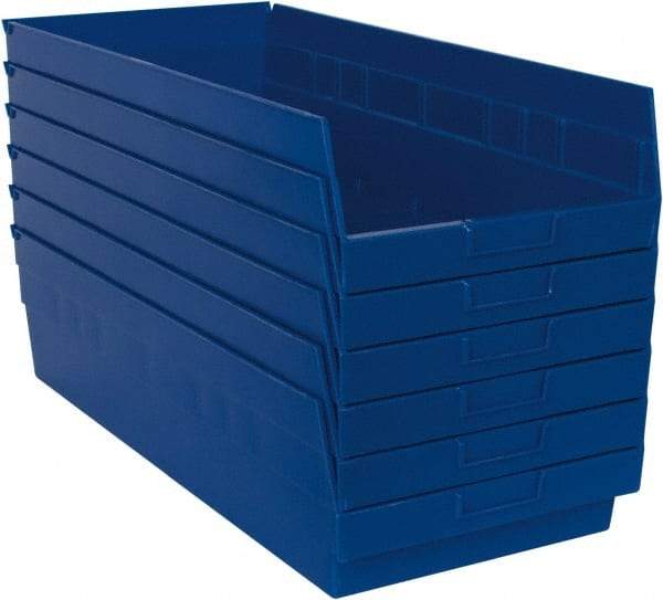 Quantum Storage - 50 Lb. Load Capacity, 23-5/8" Deep, Blue Polypropylene Hopper Shelf Bin - 6" High x 11-1/8" Wide x 23-5/8" Long - Top Tool & Supply