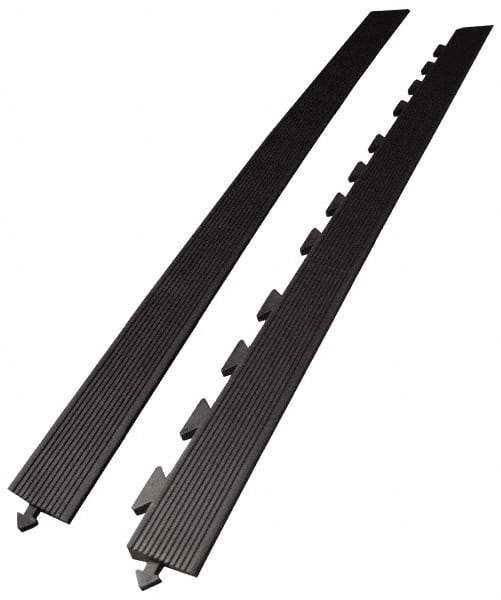 Wearwell - 5' Long x 3' Wide x 5/8" Thick, Anti-Fatigue Modular Matting Ramp Edge - Female, 1 Interlocking Side, Black, For Dry Areas, Series 502 - Top Tool & Supply