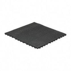 Wearwell - 3' Long x 3' Wide x 5/8" Thick, Anti-Fatigue Modular Matting Tiles - 4 Interlocking Sides, Black, For Dry Areas, Series 502 - Top Tool & Supply