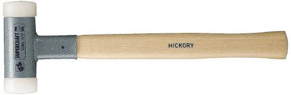 HALDER - 8 oz Head 3/4" Face Diam Nylon Dead Blow Hammer - 11-3/4" OAL, Hickory Handle - Top Tool & Supply