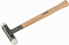 HALDER - 11 oz Head 1" Face Diam Nylon Dead Blow Hammer - 12" OAL, Hickory Handle - Top Tool & Supply