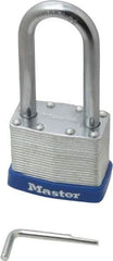 Master Lock - 2" Body Width, 2-1/4" Shackle Clearance, Laminated Steel Zinc Coating Combination Lock - 5/16" Shackle Diam, 15/16" Shackle Width - Top Tool & Supply