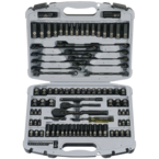 STANLEY® 1/4" & 3/8" Drive 99 Piece Fractional & Metric Black Chrome Laser Etched Socket Set - Top Tool & Supply