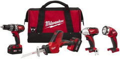 Milwaukee Tool - 18 Volt Cordless Tool Combination Kit - Includes 1/2" Hammer Drill, 1/4" Hex Impact Driver & One-Handed Hackzall Reciprocating Saw, Lithium-Ion Battery Included - Top Tool & Supply