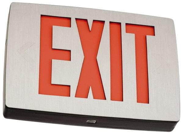 Lithonia Lighting - 1 Face, 1 Watt, Black, Aluminum, LED, Illuminated Exit Sign - 120/277 VAC, Nickel Cadmium, Universal Mounted, 11-3/4 Inch Long x 2 Inch Wide x 8-1/4 Inch High - Top Tool & Supply