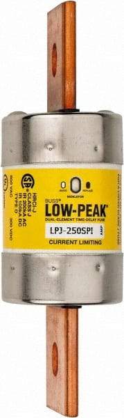 Cooper Bussmann - 300 VDC, 600 VAC, 250 Amp, Time Delay General Purpose Fuse - Bolt-on Mount, 7-1/8" OAL, 100 at DC, 300 at AC (RMS) kA Rating, 2" Diam - Top Tool & Supply